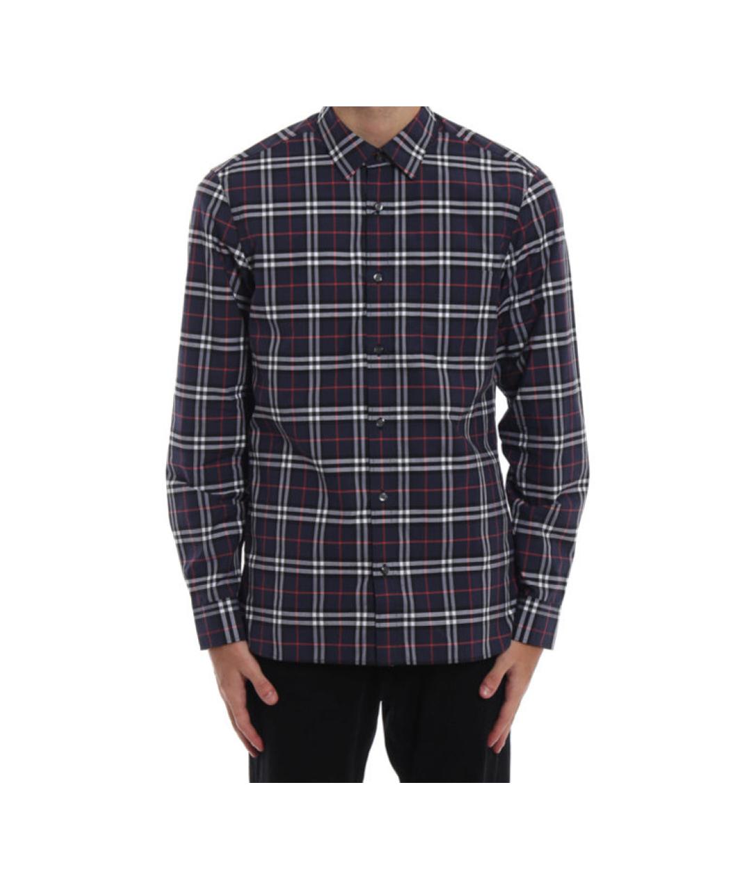 BURBERRY Темно-синяя хлопковая классическая рубашка, фото 2