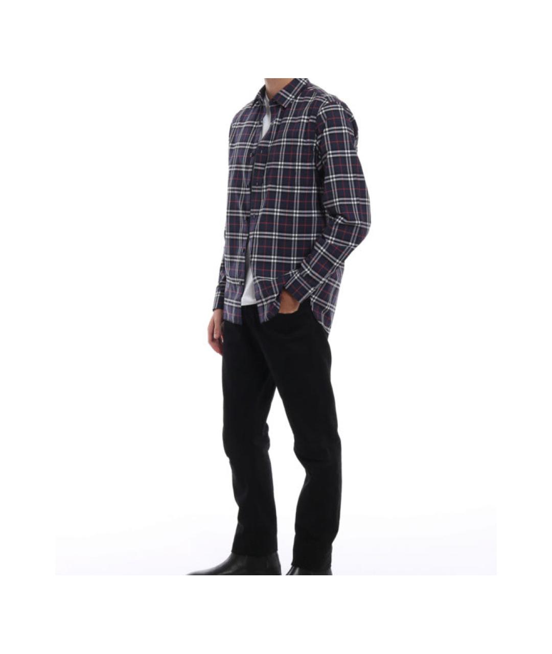 BURBERRY Темно-синяя хлопковая классическая рубашка, фото 4