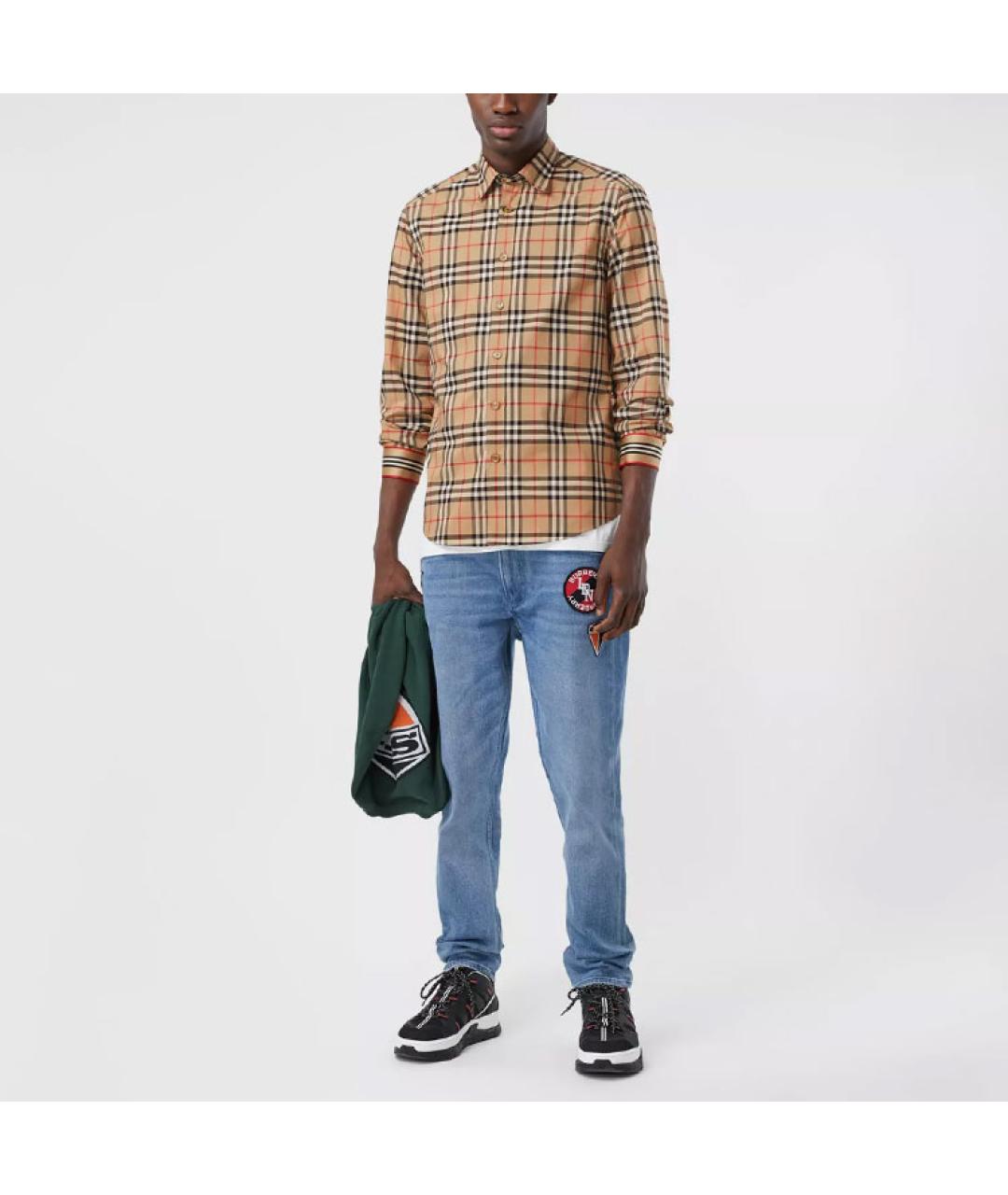 BURBERRY Хаки хлопковая кэжуал рубашка, фото 2