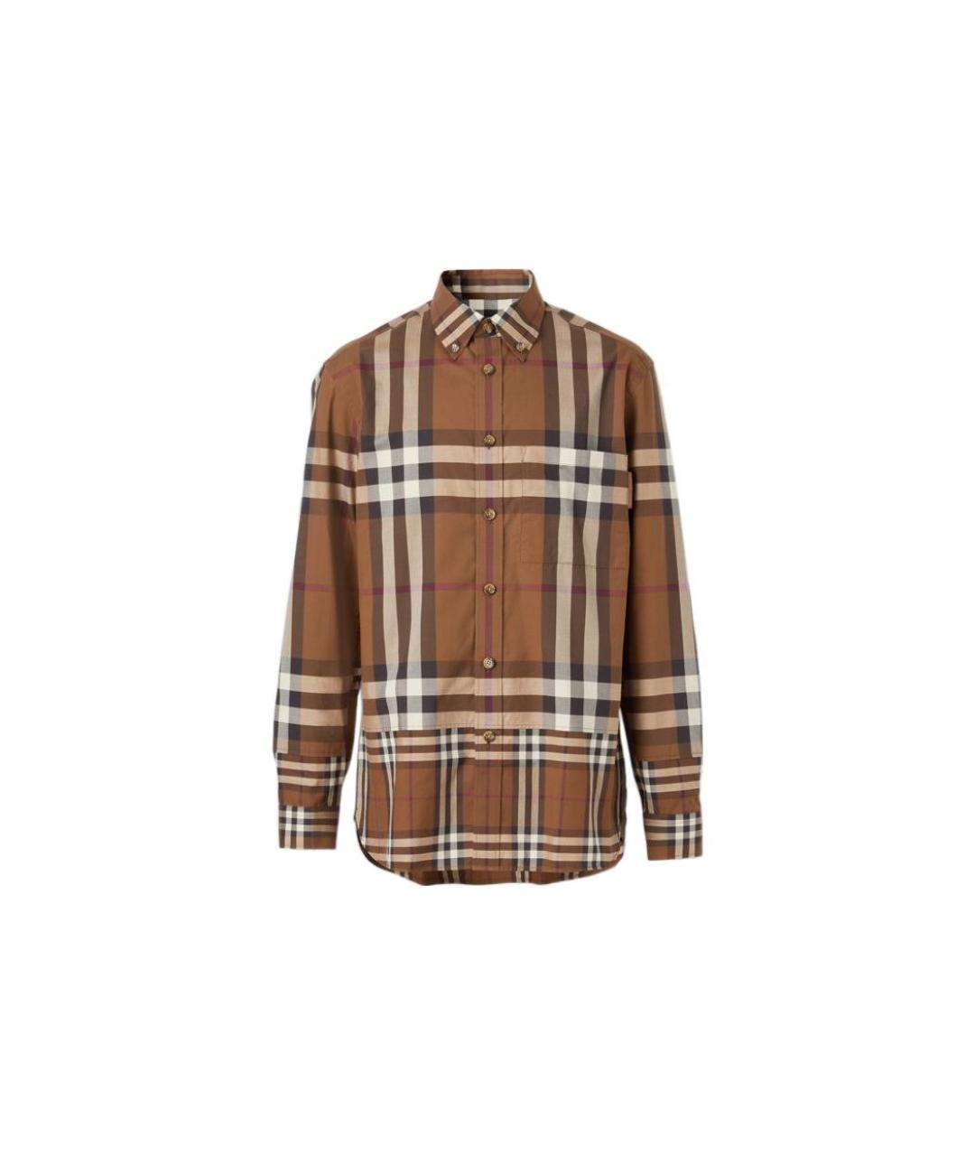 BURBERRY Коричневая хлопковая классическая рубашка, фото 6