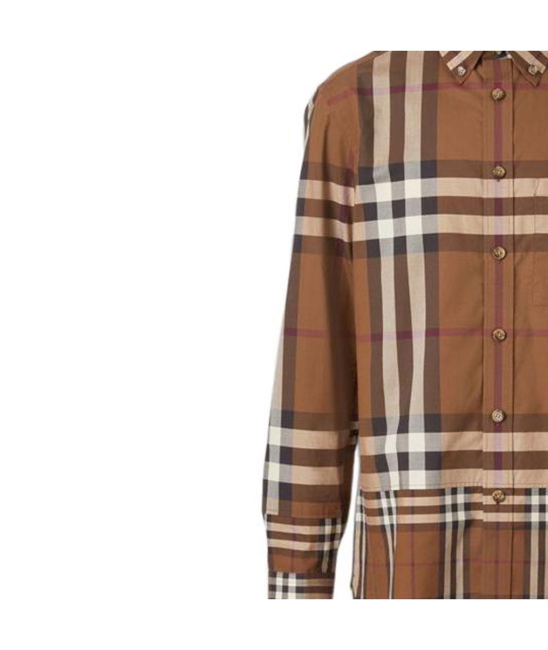 BURBERRY Коричневая хлопковая классическая рубашка, фото 5