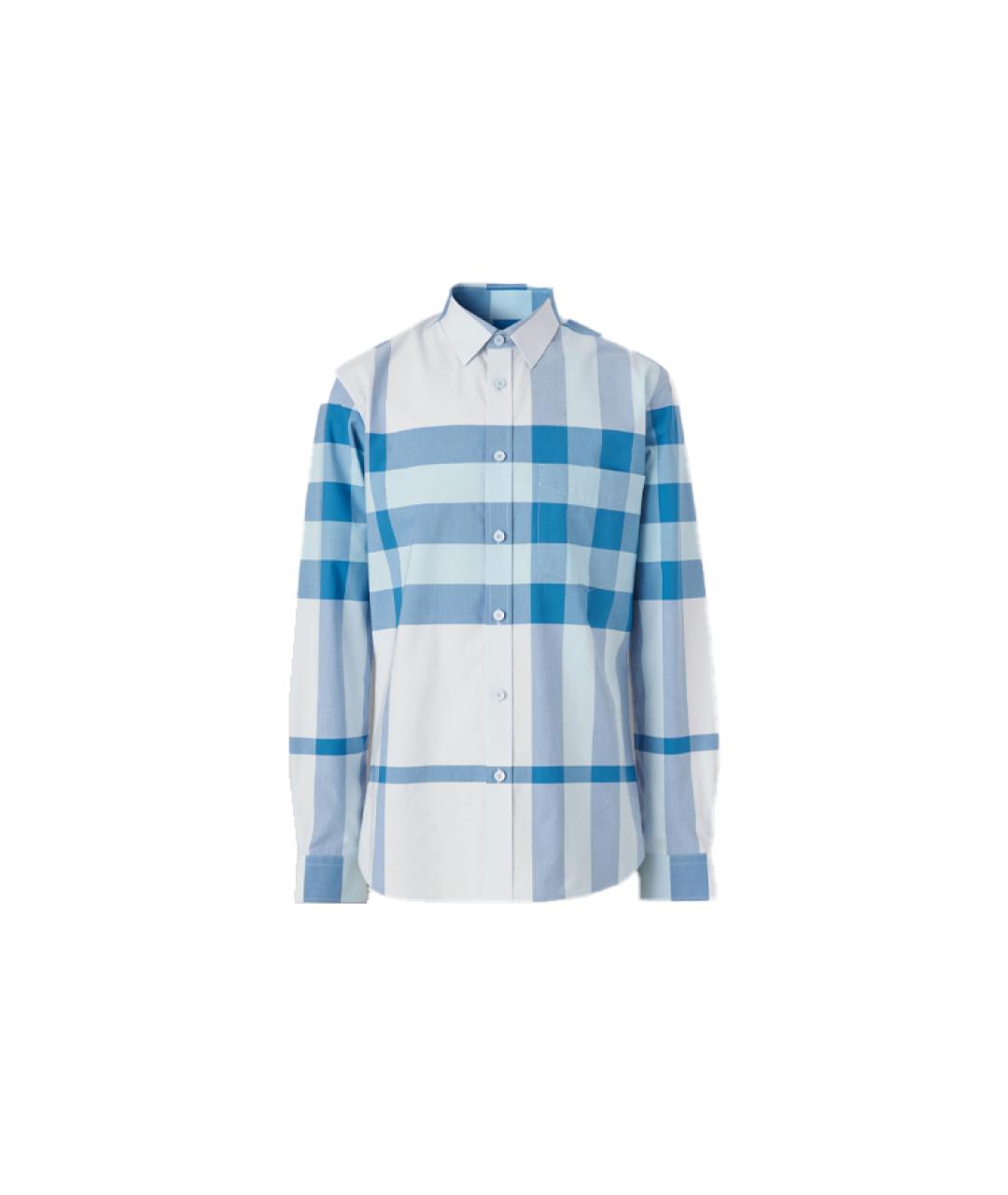 BURBERRY Голубая хлопковая кэжуал рубашка, фото 5