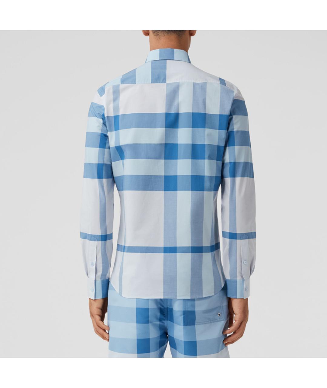 BURBERRY Голубая хлопковая кэжуал рубашка, фото 2