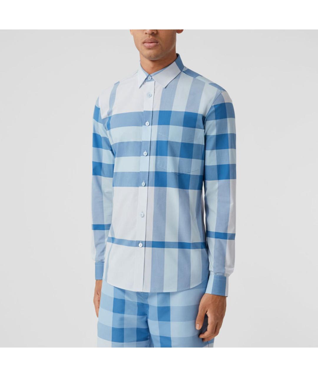 BURBERRY Голубая хлопковая кэжуал рубашка, фото 3