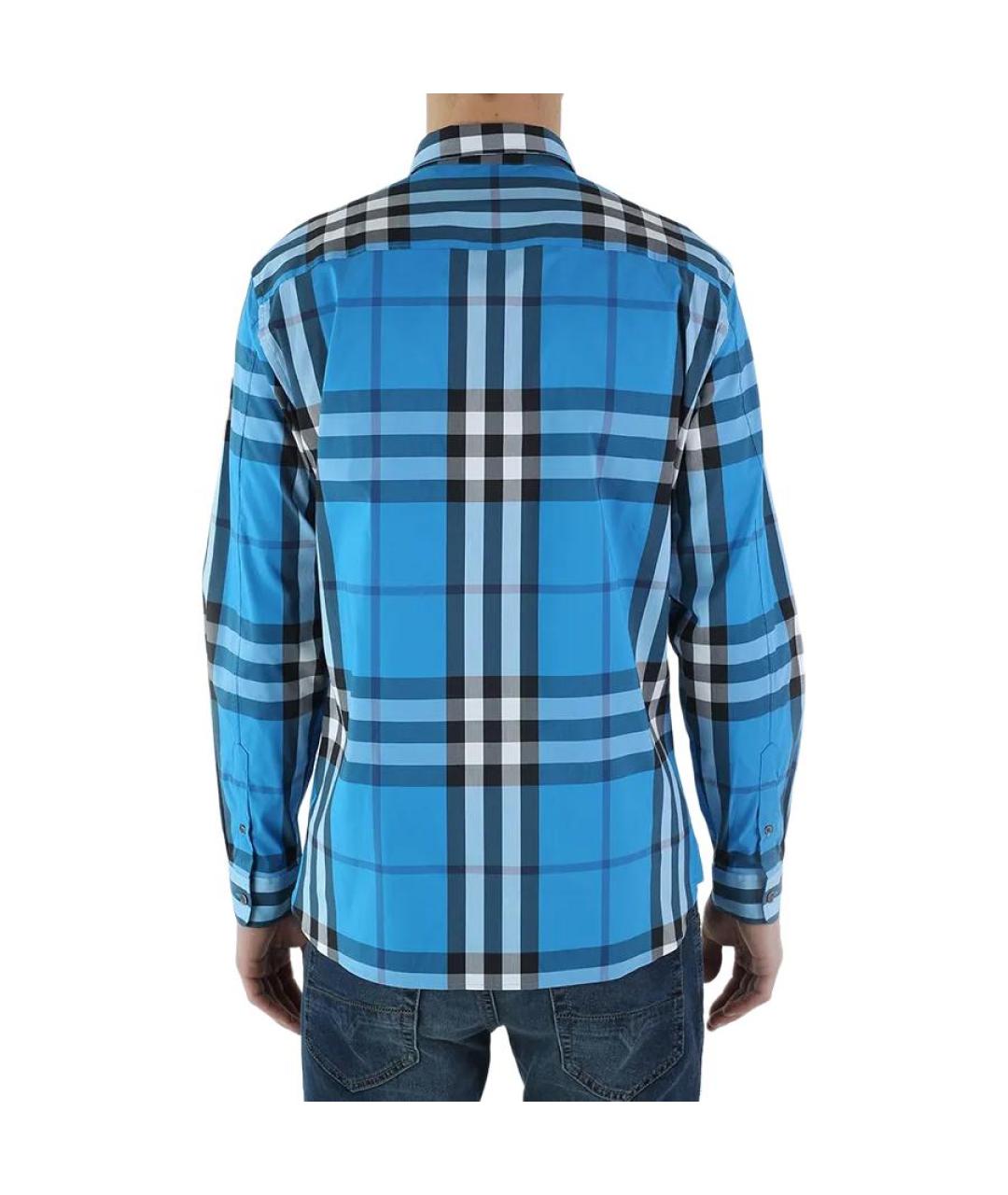 BURBERRY Синяя хлопковая кэжуал рубашка, фото 3