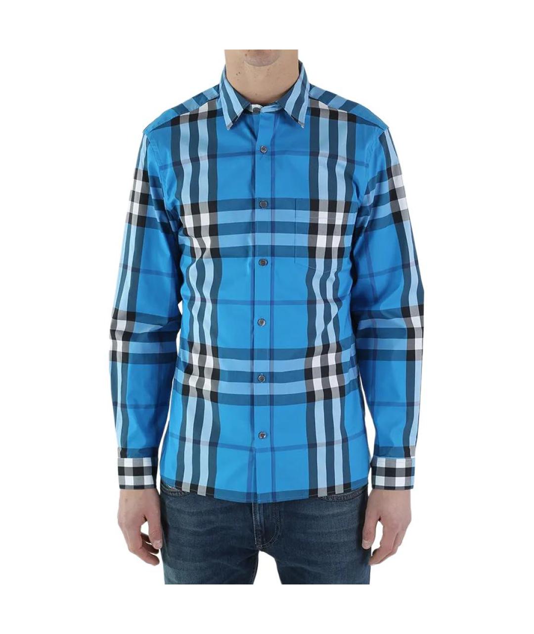 BURBERRY Синяя хлопковая кэжуал рубашка, фото 4