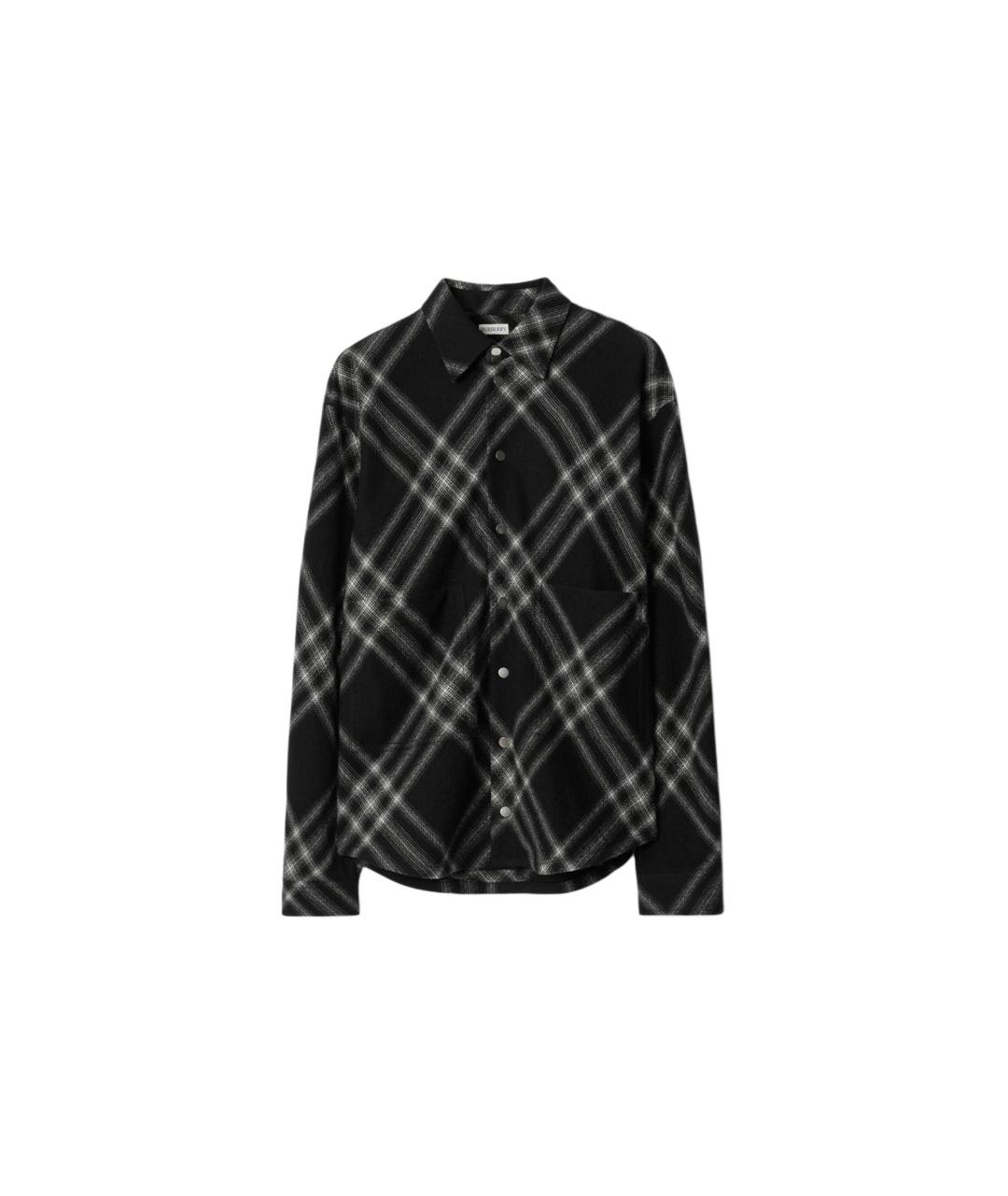 BURBERRY Черная шерстяная кэжуал рубашка, фото 6