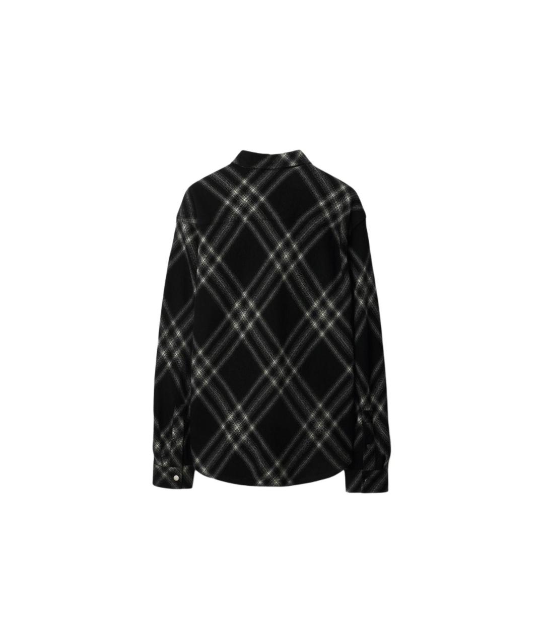 BURBERRY Черная шерстяная кэжуал рубашка, фото 2