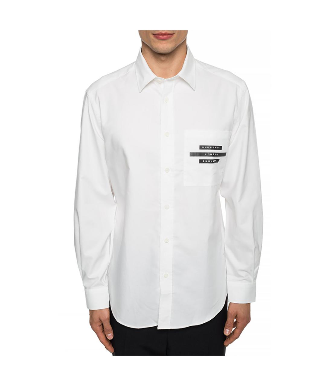 BURBERRY Белая хлопковая классическая рубашка, фото 2