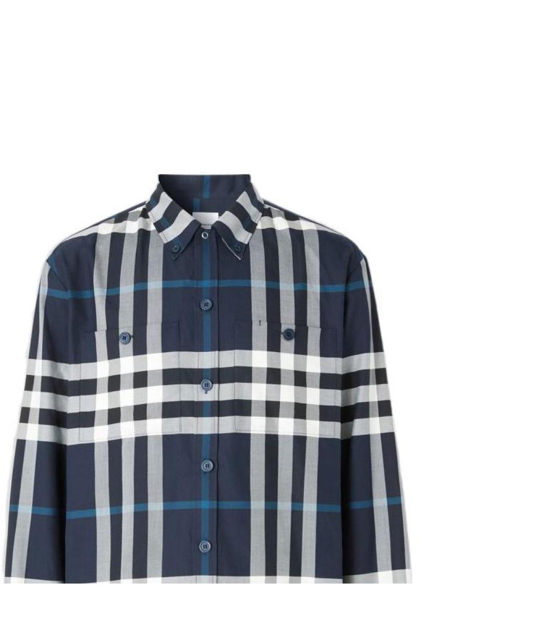 BURBERRY Синяя хлопковая кэжуал рубашка, фото 4