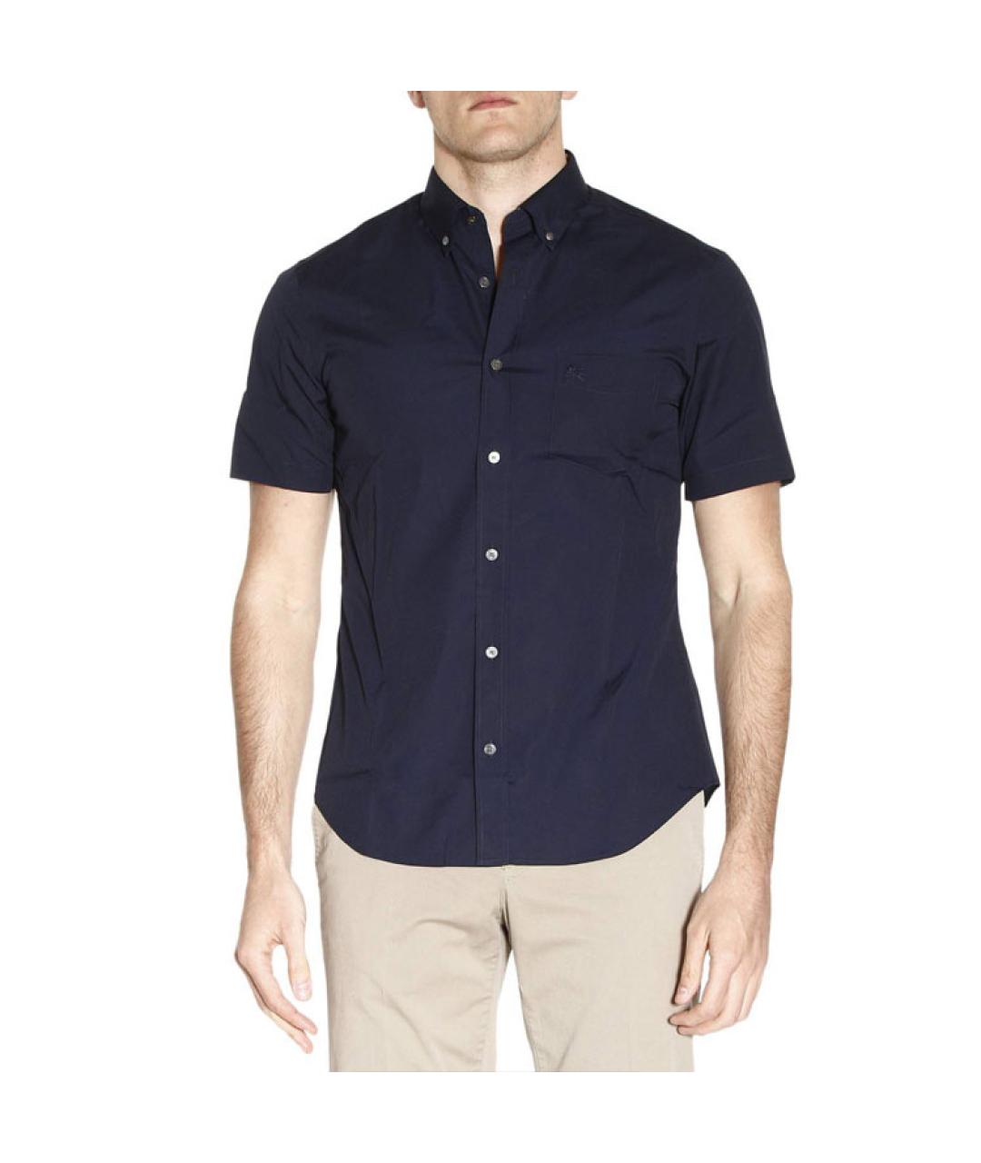 BURBERRY Темно-синяя хлопковая кэжуал рубашка, фото 4