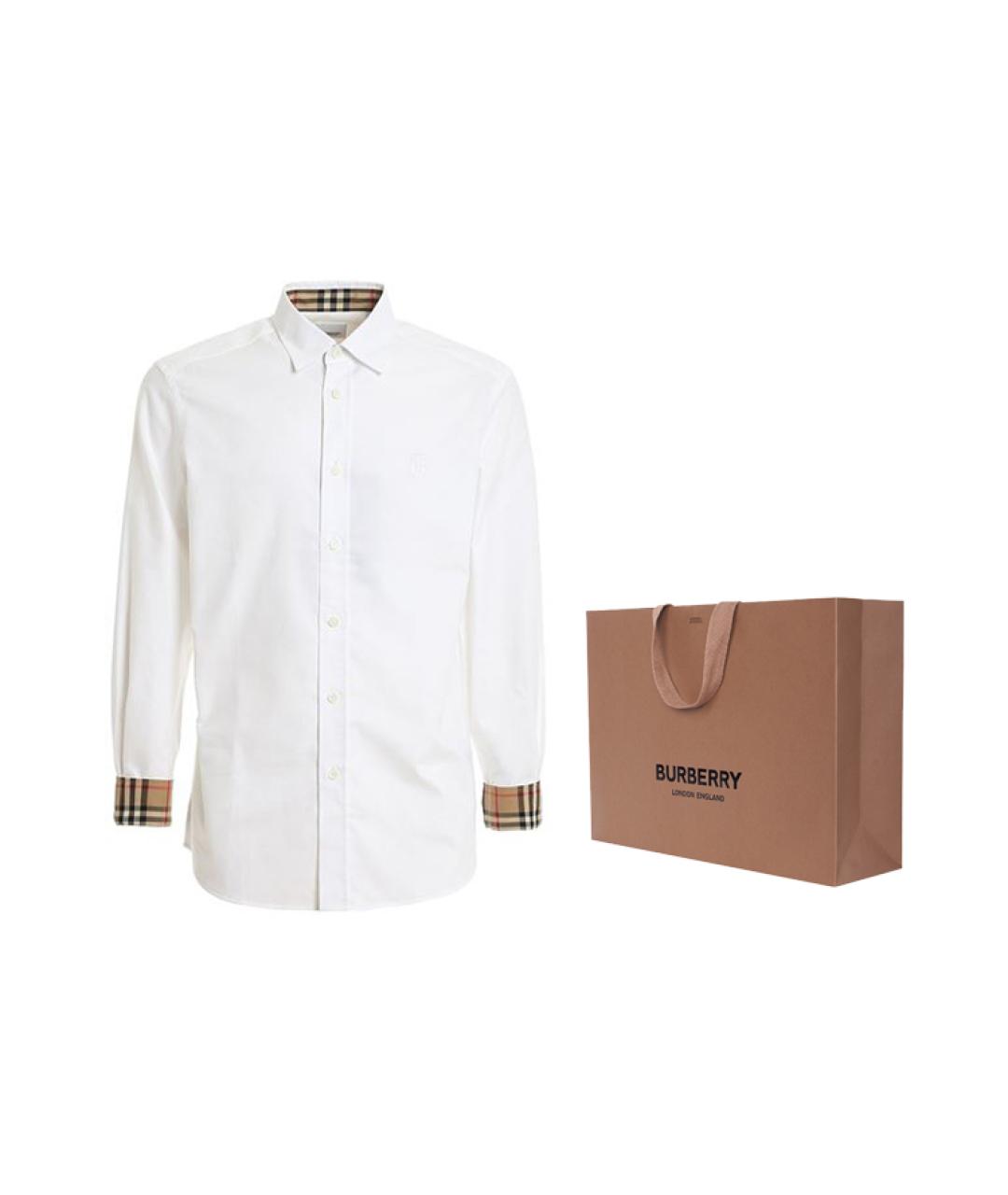 BURBERRY Белая хлопковая классическая рубашка, фото 2