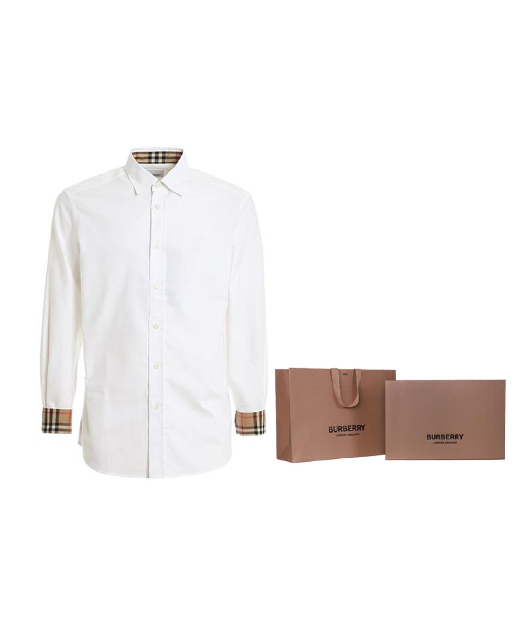 BURBERRY Белая хлопковая классическая рубашка, фото 3