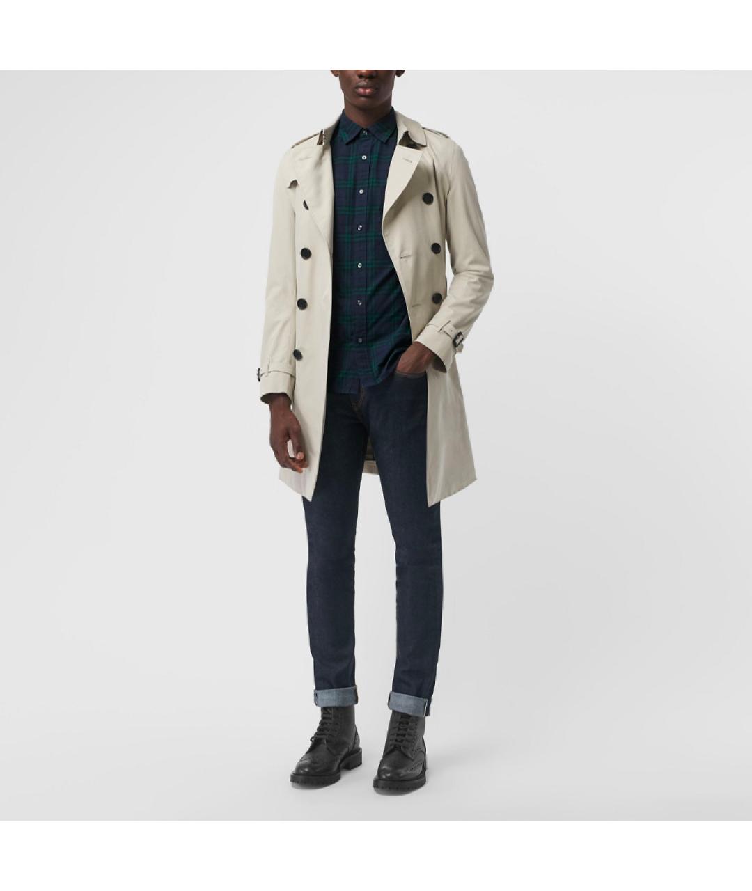 BURBERRY Темно-синяя хлопковая классическая рубашка, фото 3