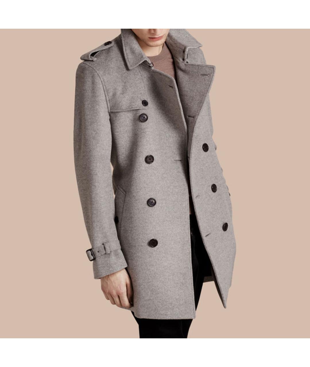 BURBERRY Серое кашемировое пальто, фото 4
