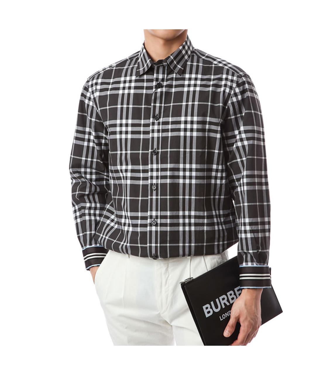 BURBERRY Черная хлопковая кэжуал рубашка, фото 2