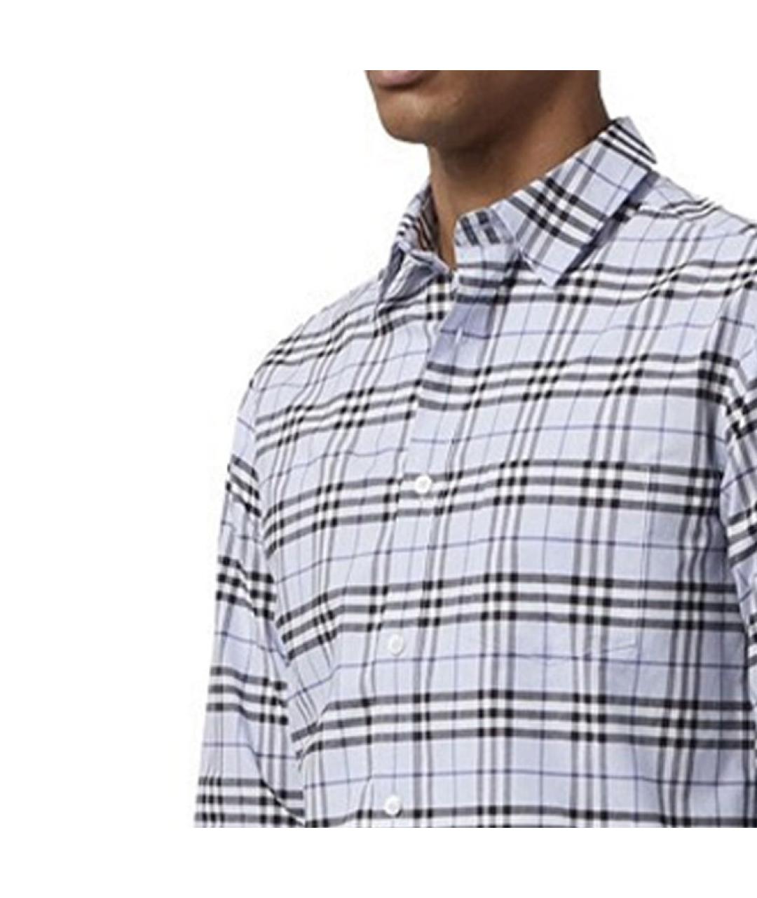 BURBERRY Голубая хлопковая кэжуал рубашка, фото 5