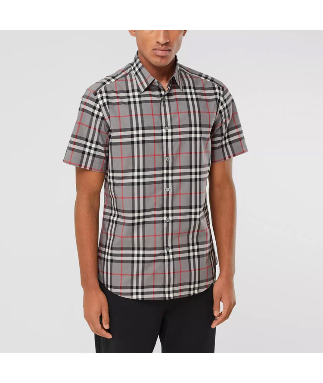 BURBERRY Серая хлопковая кэжуал рубашка, фото 2