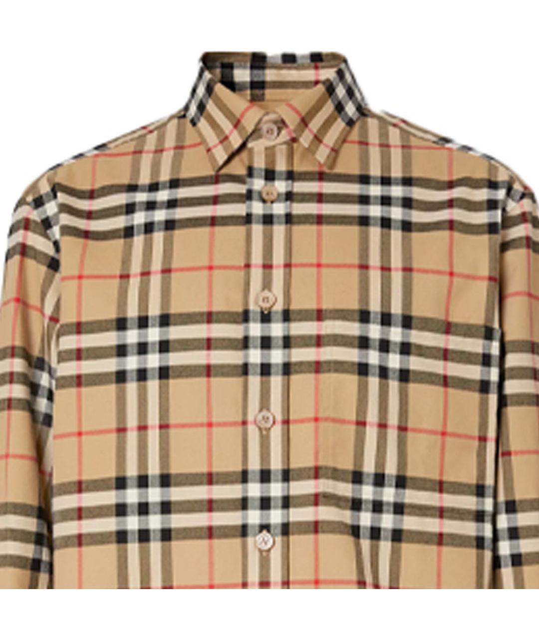 BURBERRY Бежевая хлопковая кэжуал рубашка, фото 4