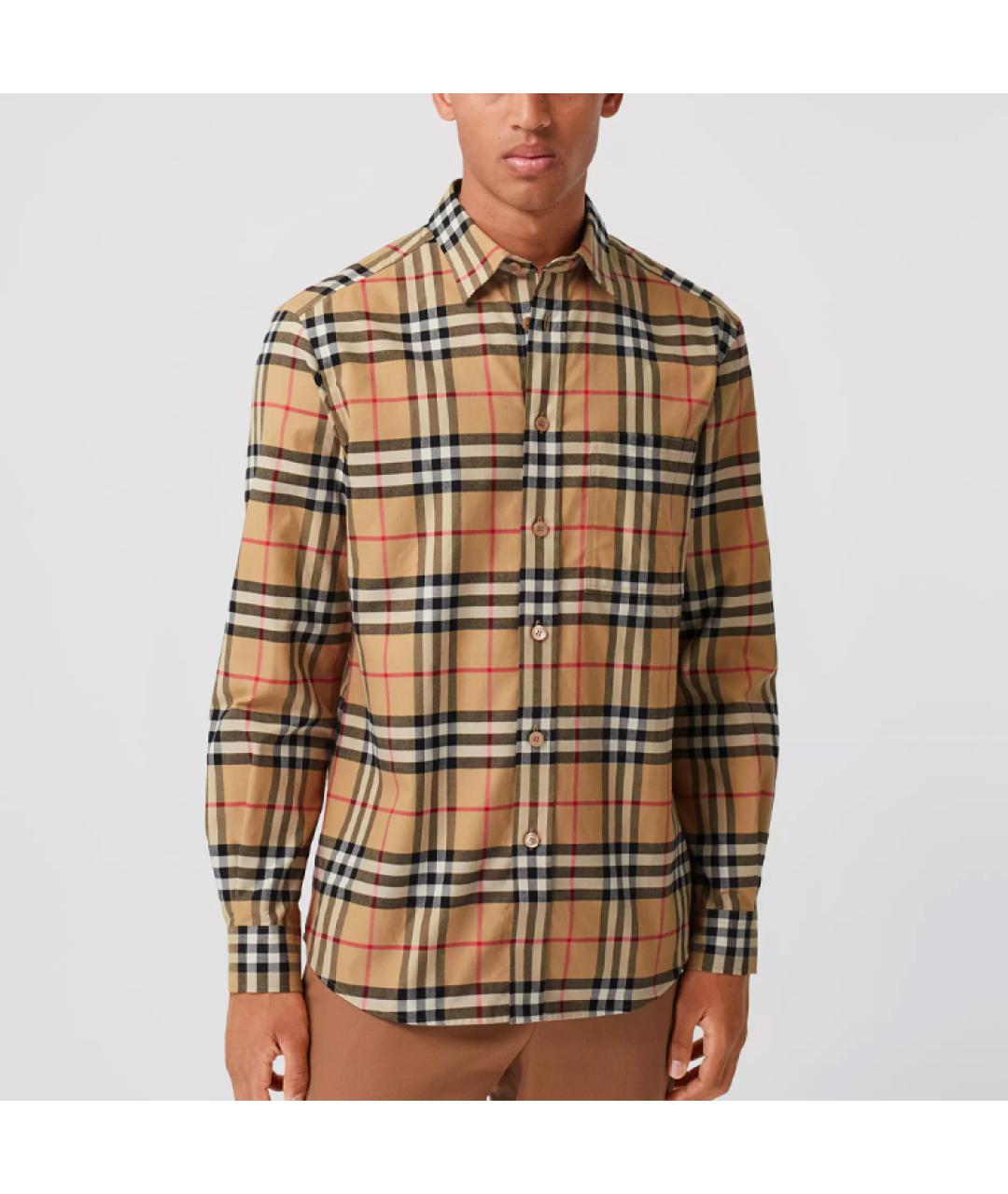 BURBERRY Бежевая хлопковая кэжуал рубашка, фото 3