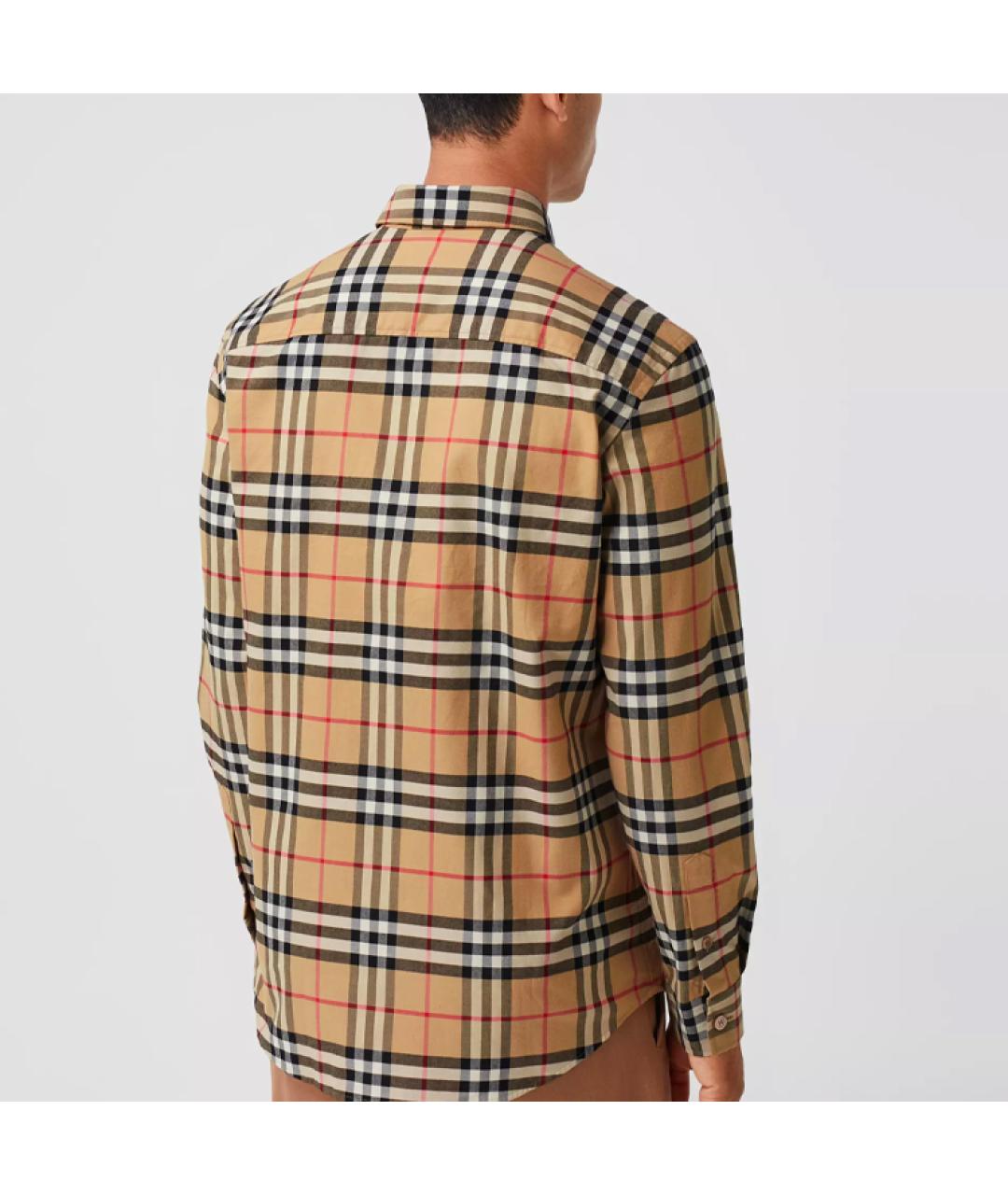 BURBERRY Бежевая хлопковая кэжуал рубашка, фото 5