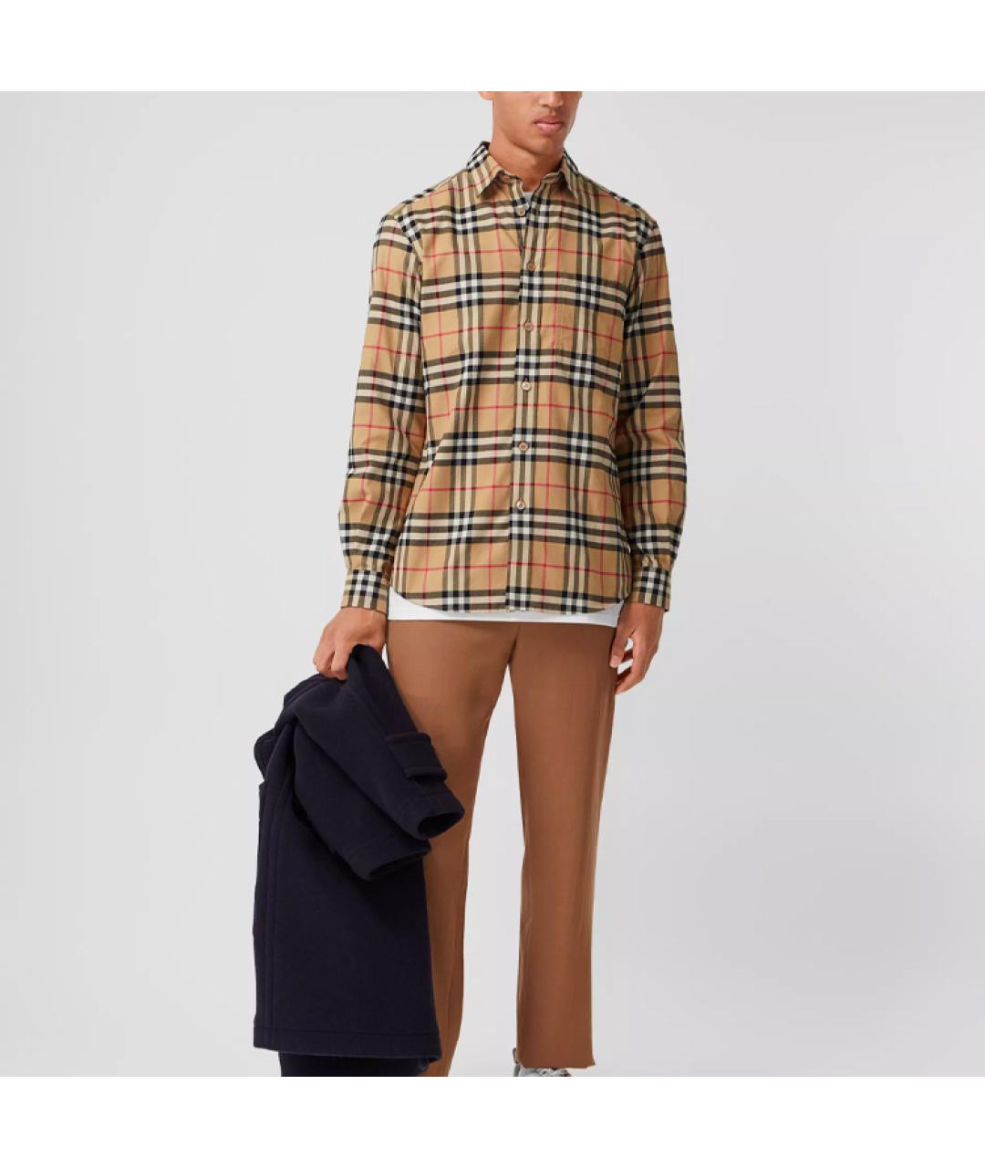 BURBERRY Бежевая хлопковая кэжуал рубашка, фото 2