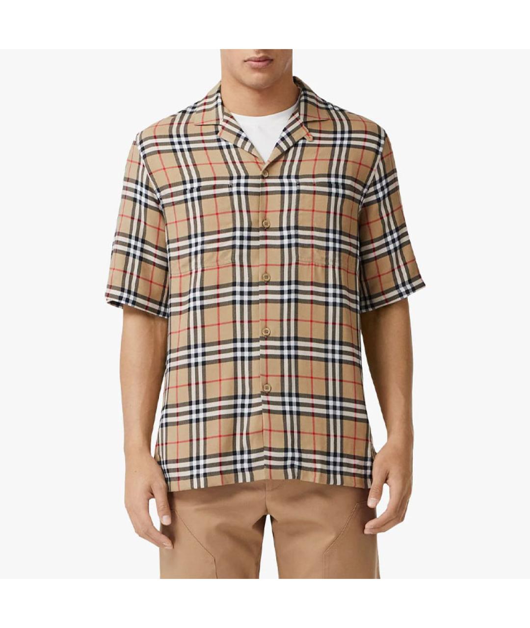 BURBERRY Бежевая хлопковая кэжуал рубашка, фото 4