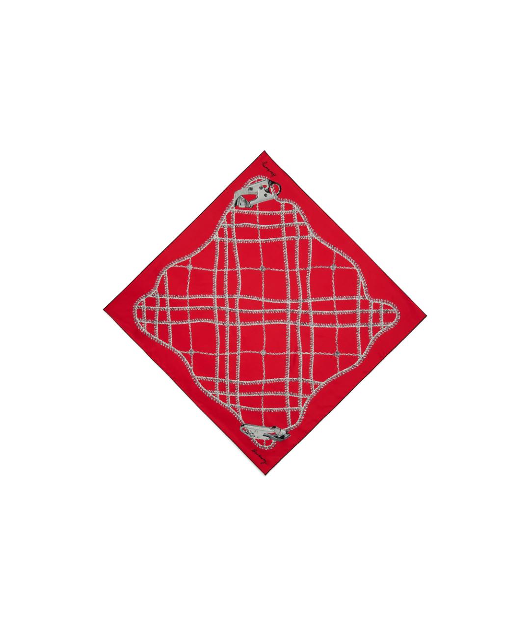 BURBERRY Красный шелковый шарф, фото 2