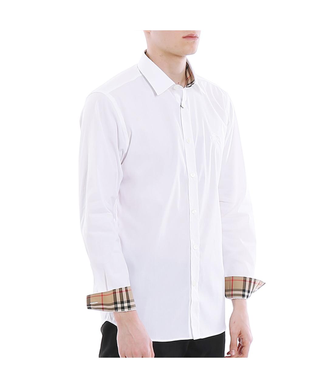 BURBERRY Белая хлопковая классическая рубашка, фото 4