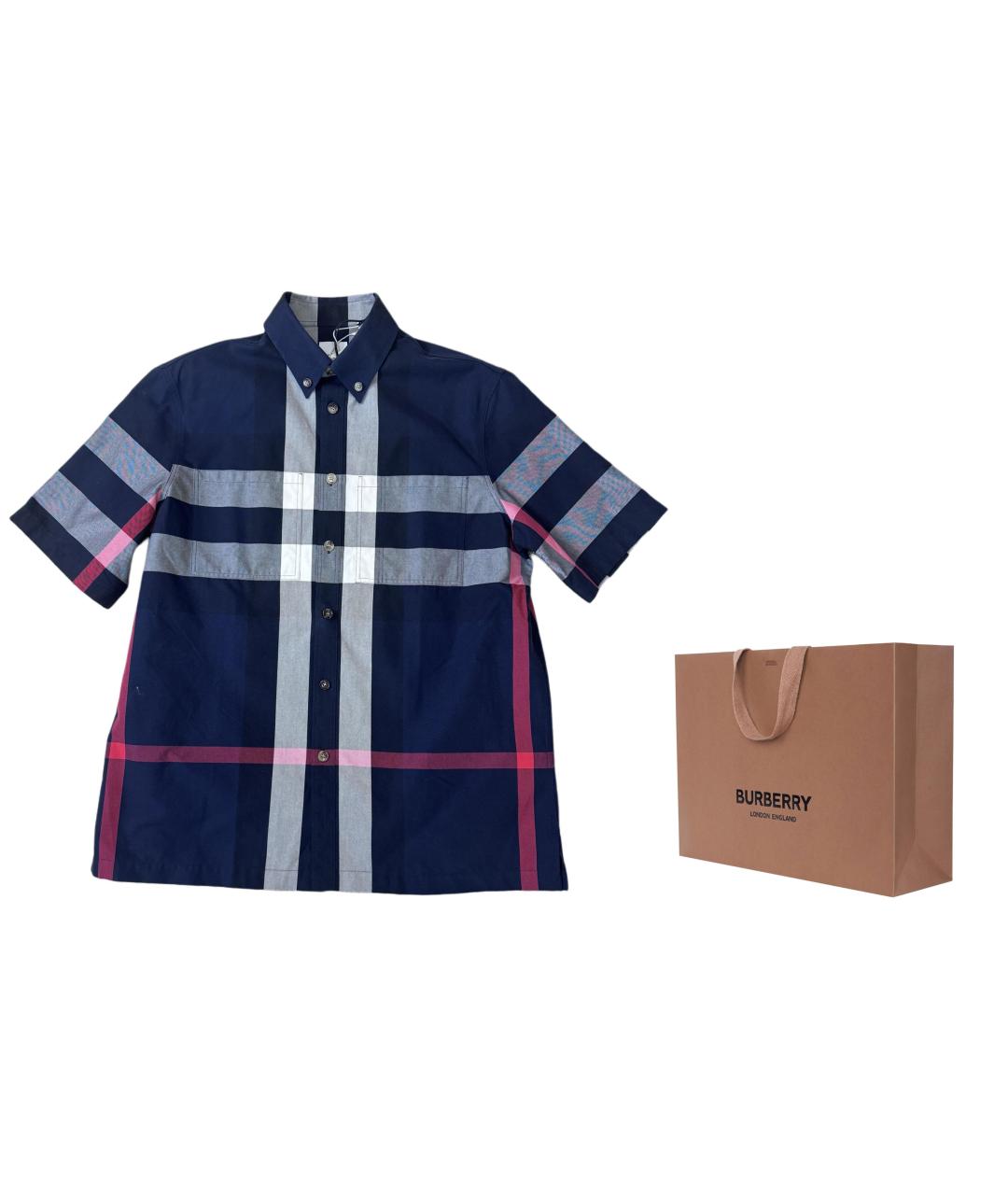 BURBERRY Синяя хлопковая кэжуал рубашка, фото 2