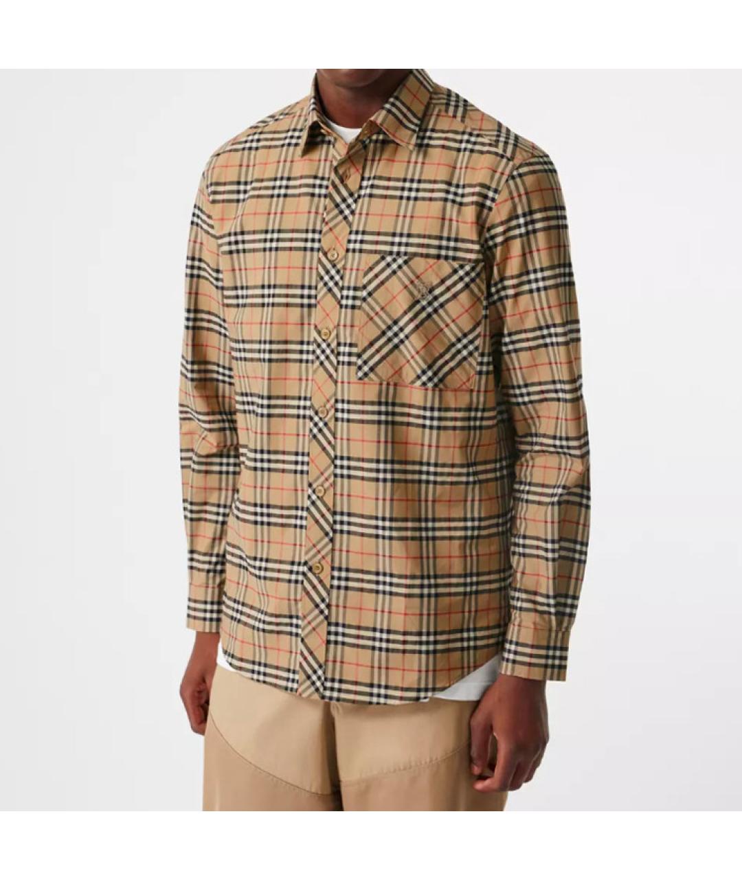 BURBERRY Бежевая хлопковая кэжуал рубашка, фото 3