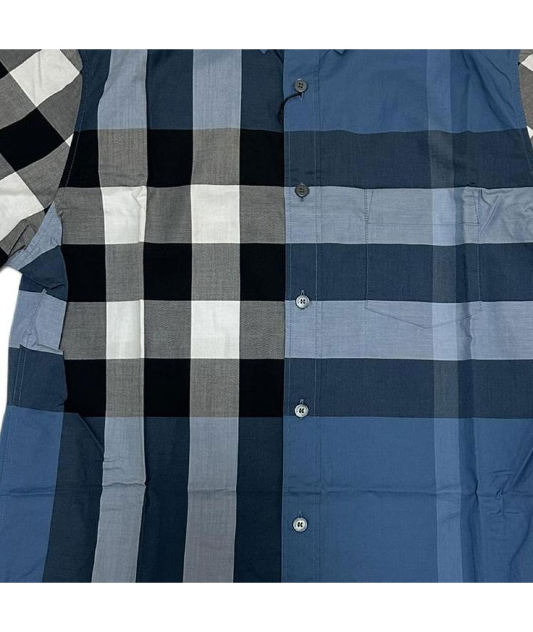 BURBERRY Синяя хлопковая кэжуал рубашка, фото 5