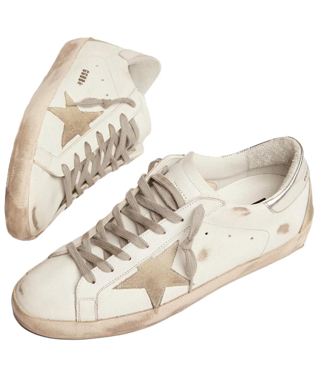 GOLDEN GOOSE DELUXE BRAND Бежевые кожаные низкие кроссовки / кеды, фото 4