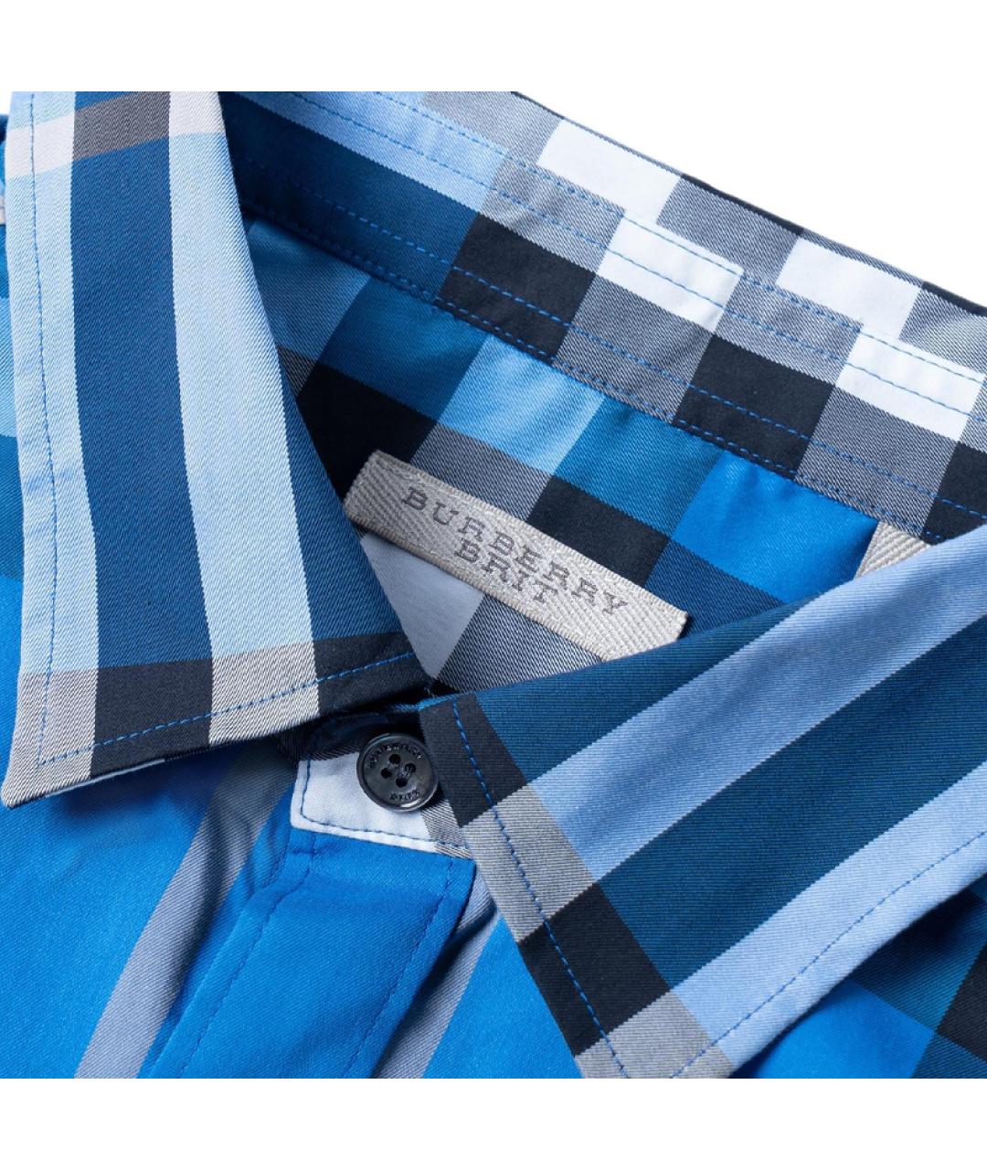 BURBERRY Синяя хлопковая кэжуал рубашка, фото 8