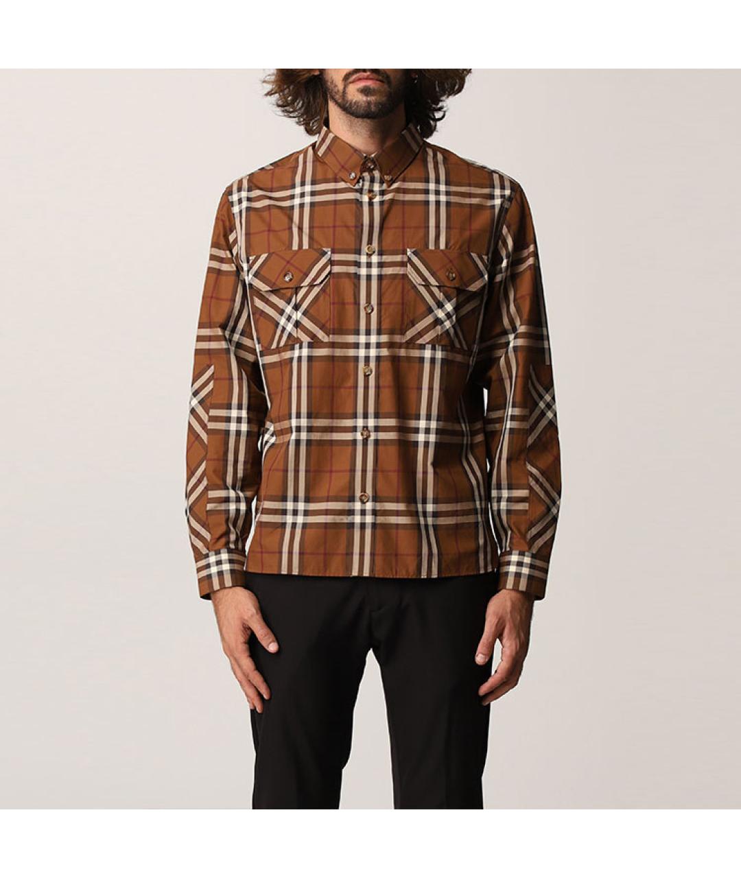 BURBERRY Коричневая хлопковая кэжуал рубашка, фото 3