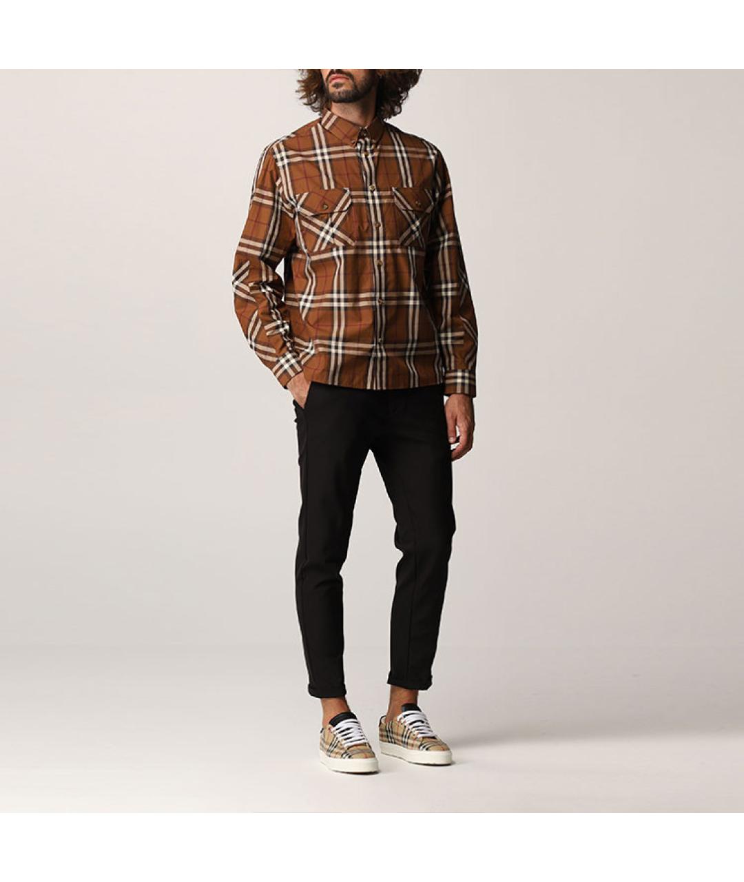 BURBERRY Коричневая хлопковая кэжуал рубашка, фото 2
