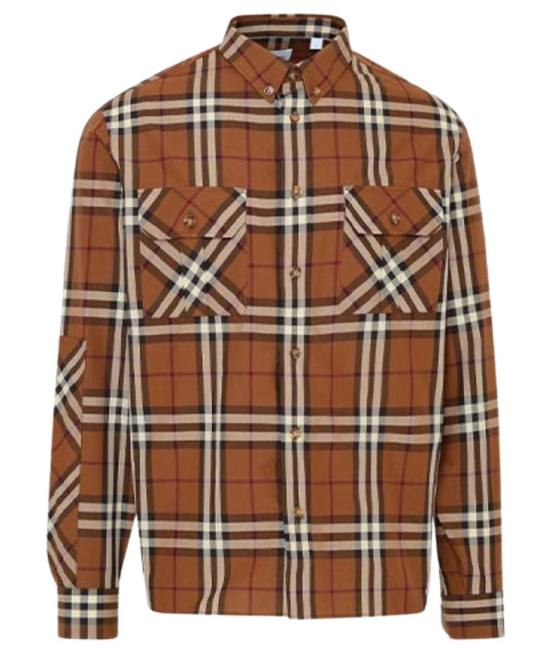 BURBERRY Коричневая хлопковая кэжуал рубашка, фото 1
