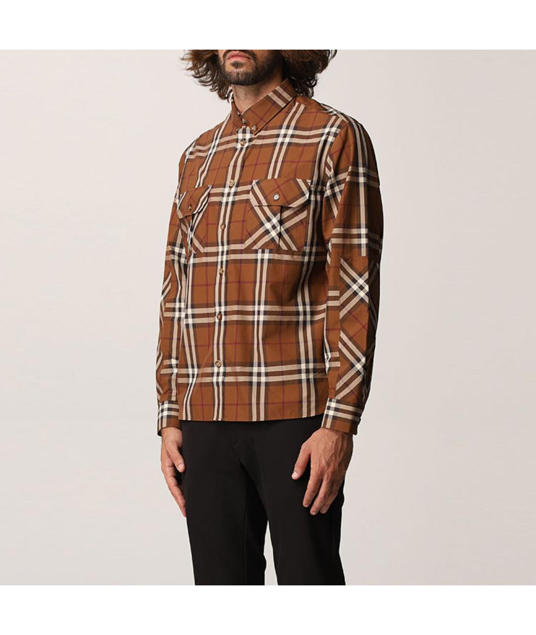 BURBERRY Коричневая хлопковая кэжуал рубашка, фото 5