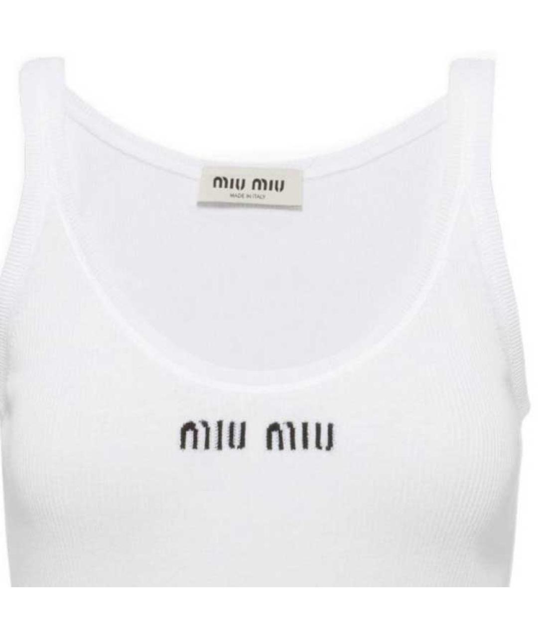 MIU MIU Белая хлопковая майка, фото 6
