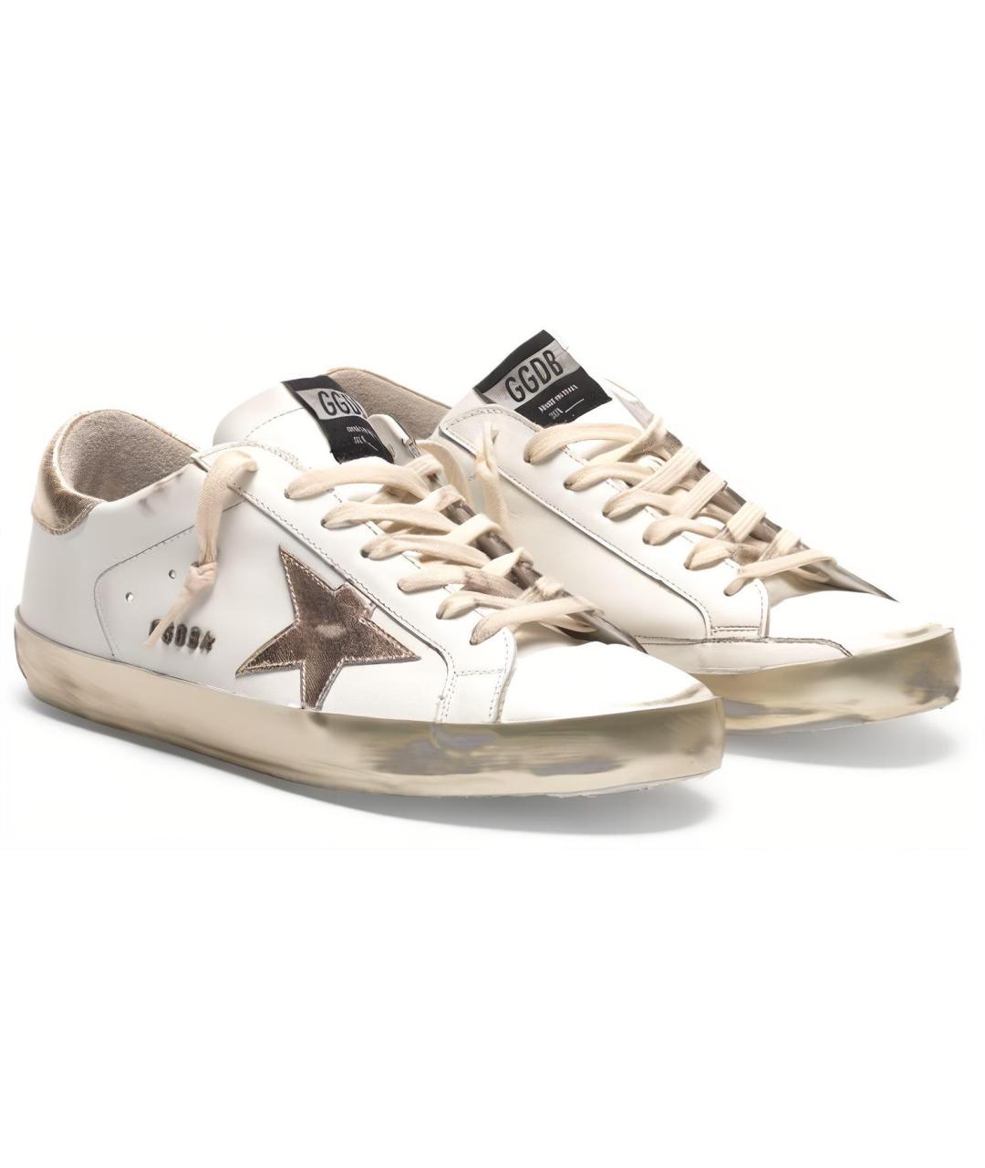 GOLDEN GOOSE DELUXE BRAND Бежевые кожаные низкие кроссовки / кеды, фото 2