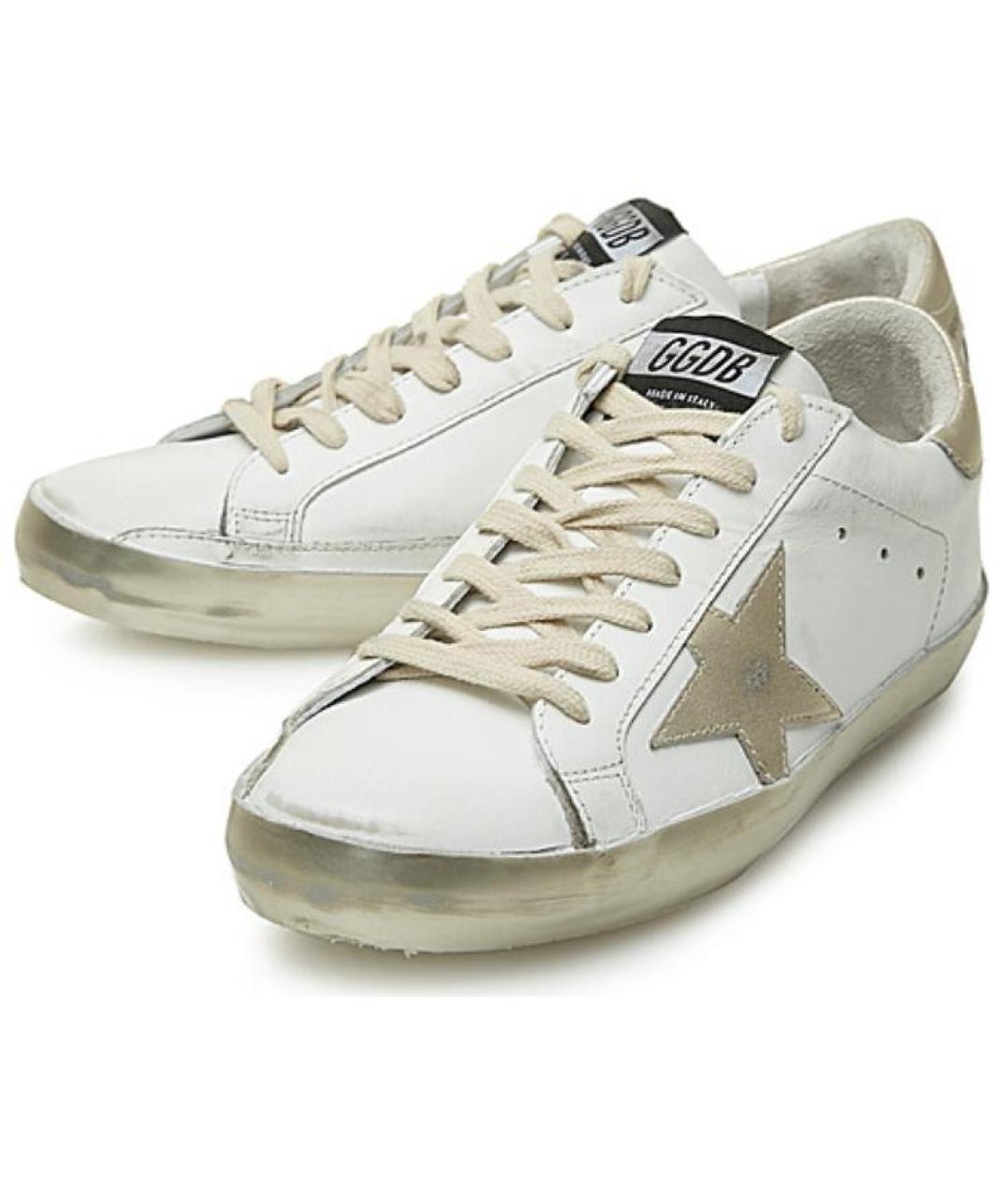 GOLDEN GOOSE DELUXE BRAND Бежевые кожаные низкие кроссовки / кеды, фото 3