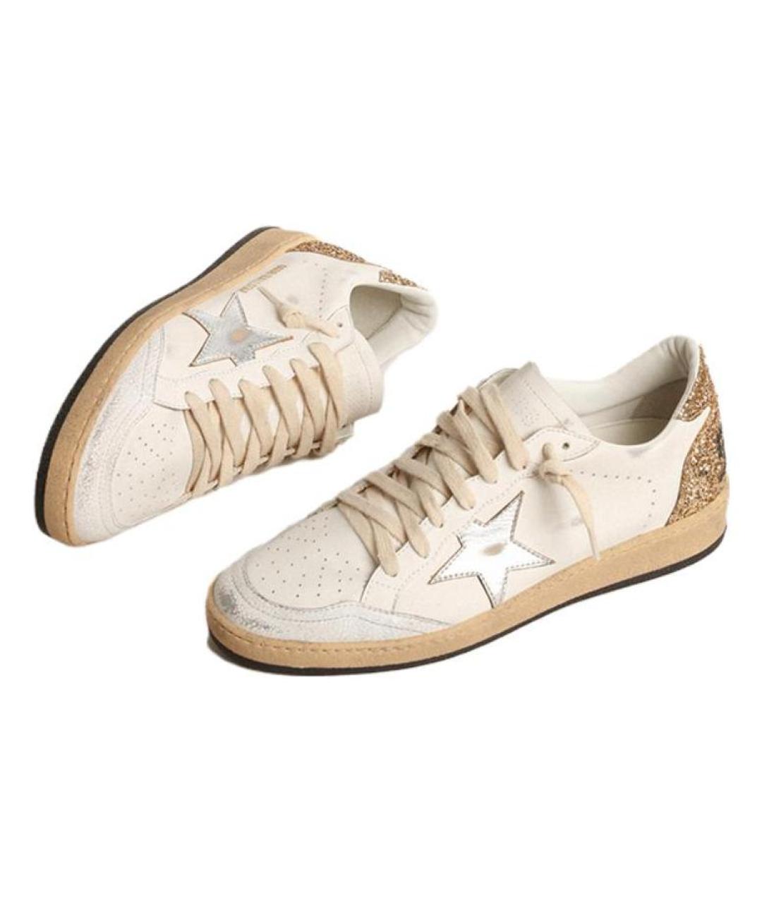 GOLDEN GOOSE DELUXE BRAND Бежевые кожаные кеды, фото 3