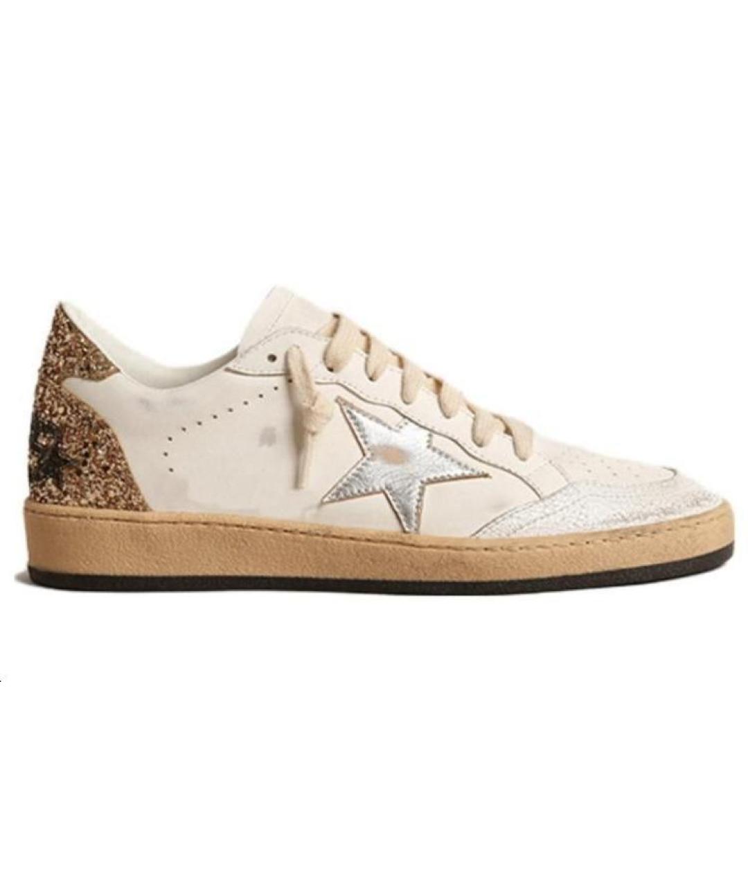 GOLDEN GOOSE DELUXE BRAND Бежевые кожаные кеды, фото 1