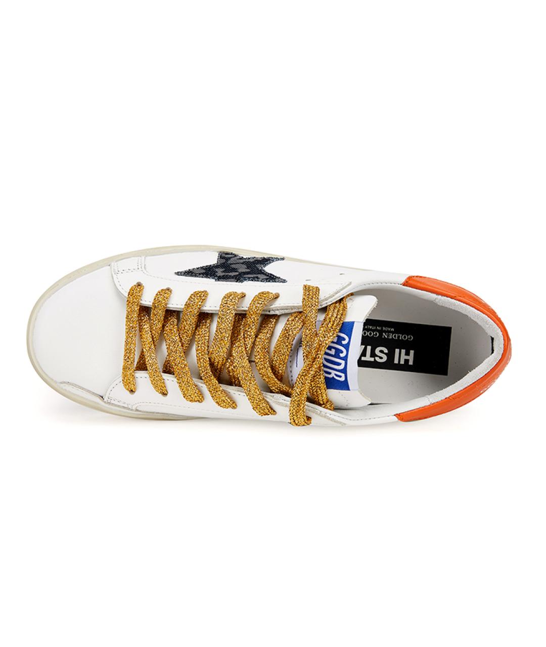 GOLDEN GOOSE DELUXE BRAND Оранжевое кожаные кеды, фото 4