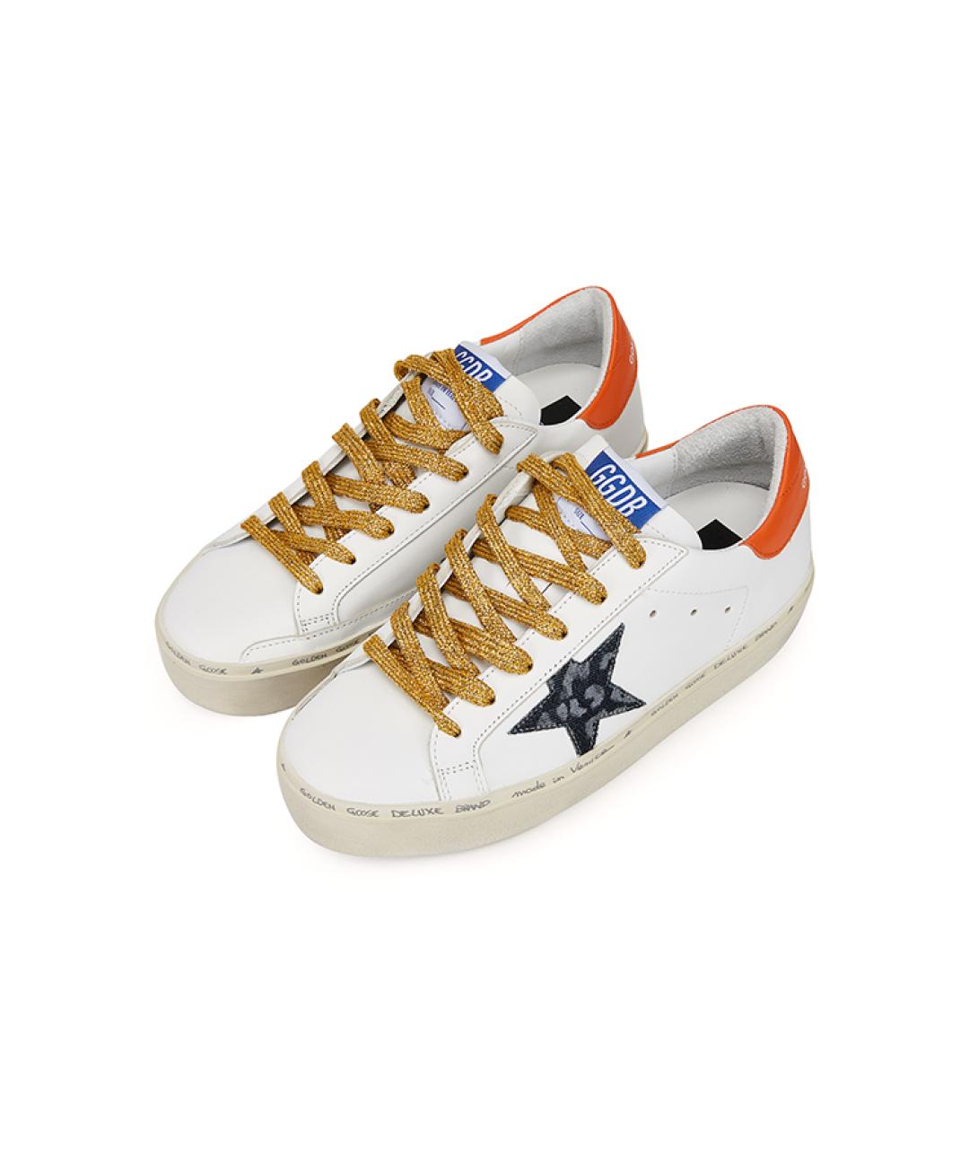 GOLDEN GOOSE DELUXE BRAND Оранжевое кожаные кеды, фото 2