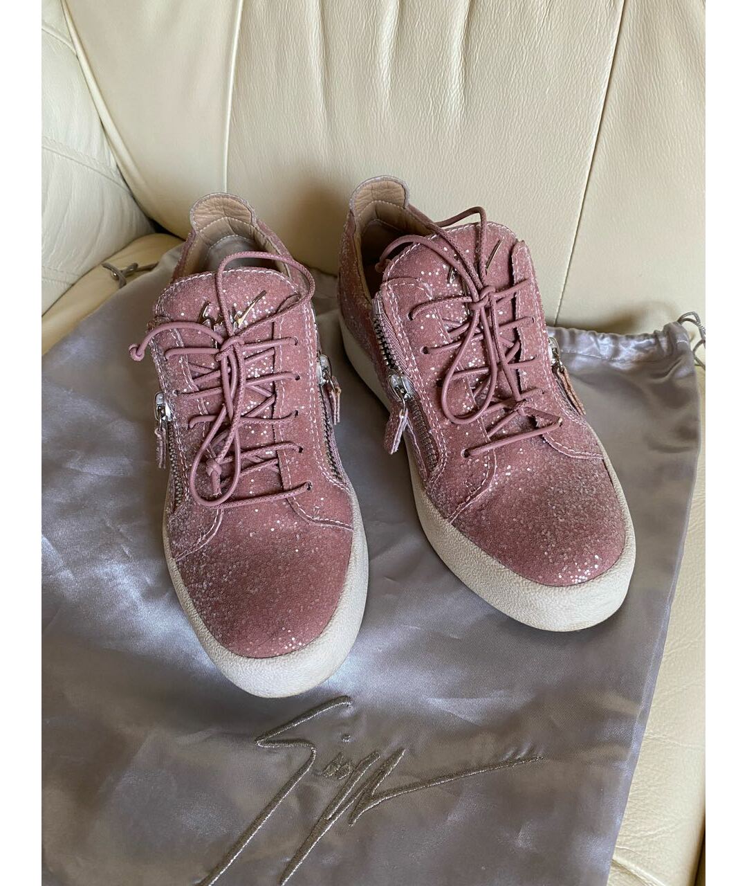 GIUSEPPE ZANOTTI DESIGN Розовые кожаные кроссовки, фото 2