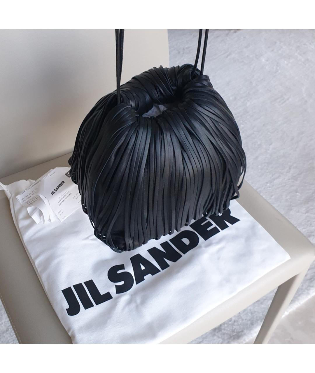 JIL SANDER Черная кожаная сумка через плечо, фото 2