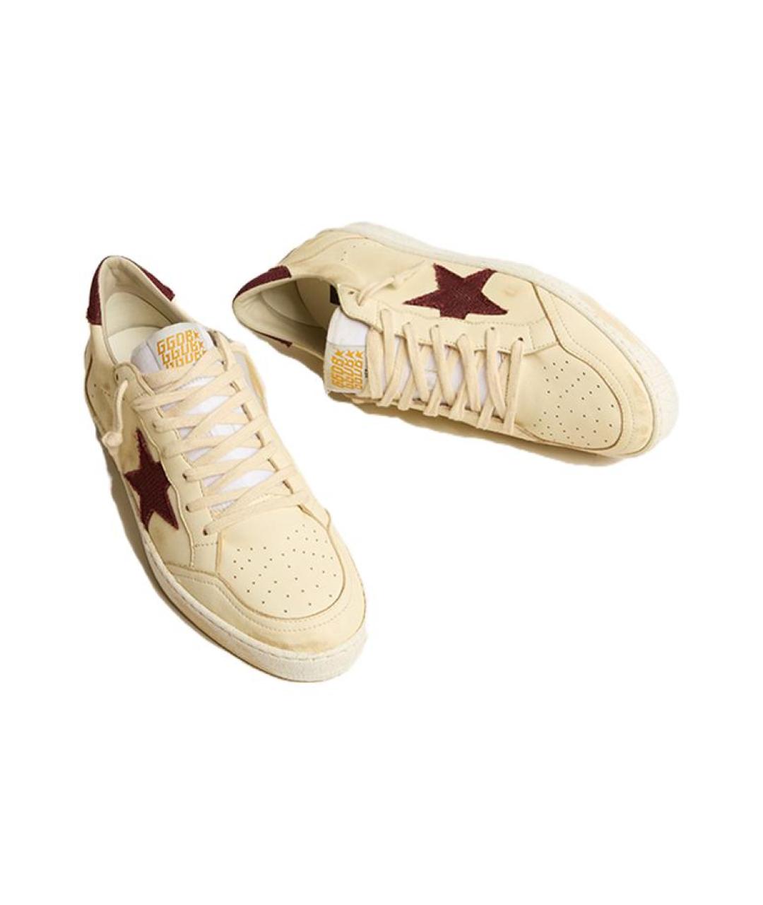 GOLDEN GOOSE DELUXE BRAND Бежевые кожаные низкие кроссовки / кеды, фото 3