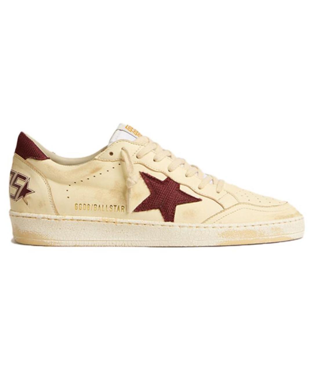 GOLDEN GOOSE DELUXE BRAND Бежевые кожаные низкие кроссовки / кеды, фото 1