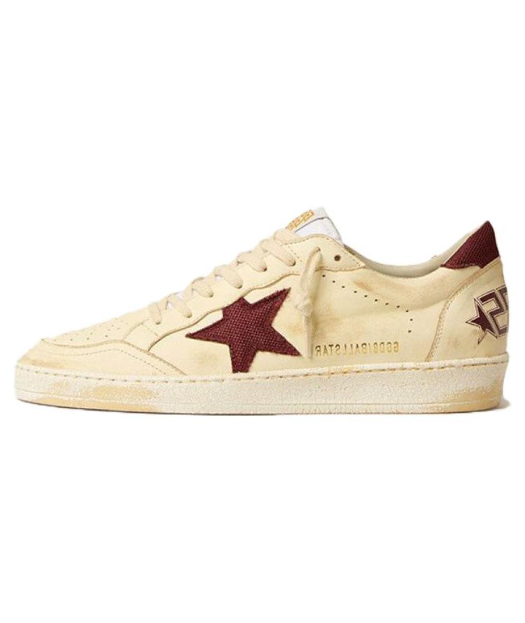GOLDEN GOOSE DELUXE BRAND Бежевые кожаные низкие кроссовки / кеды, фото 2